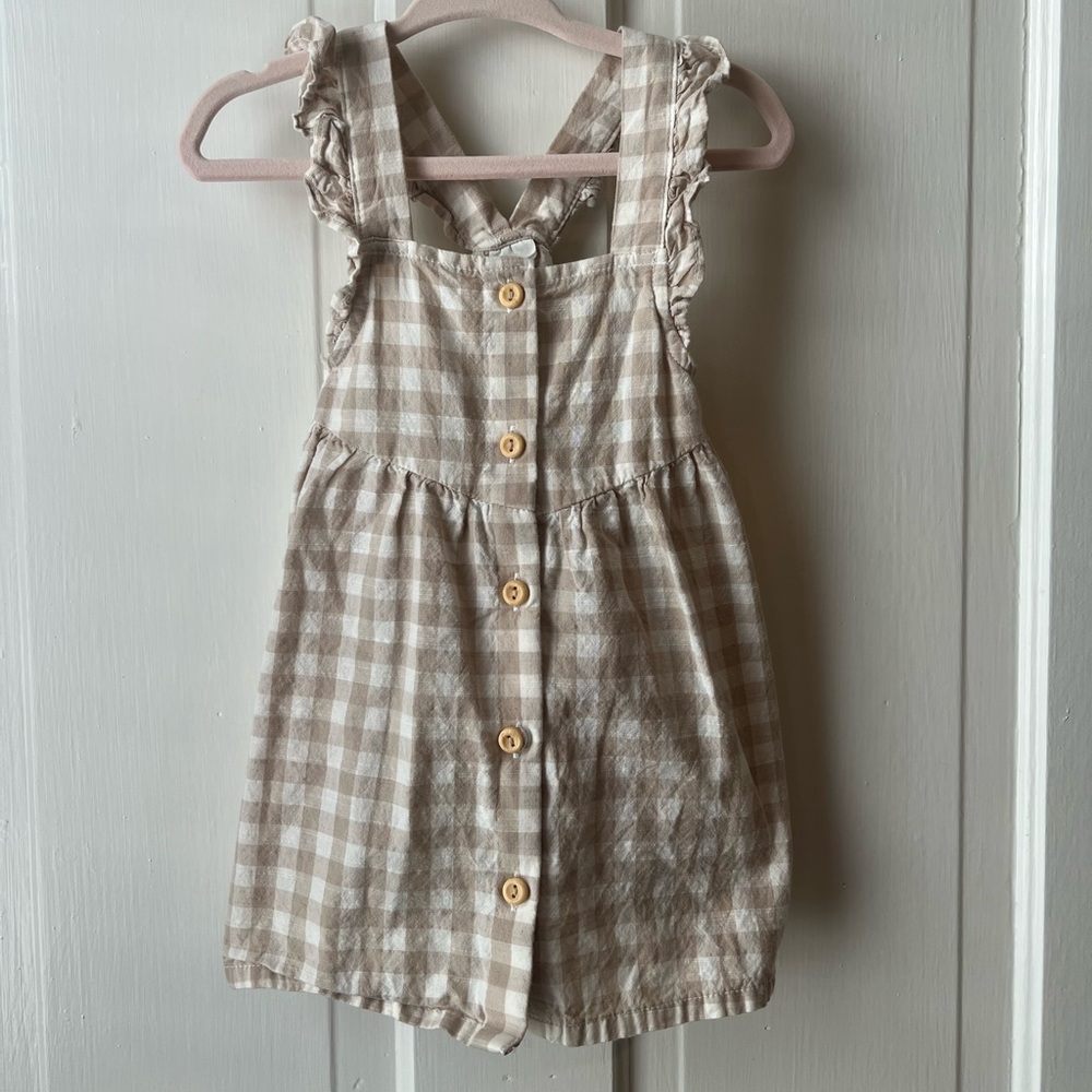 H&M Gingham Cotton Dress with Ruffle Straps